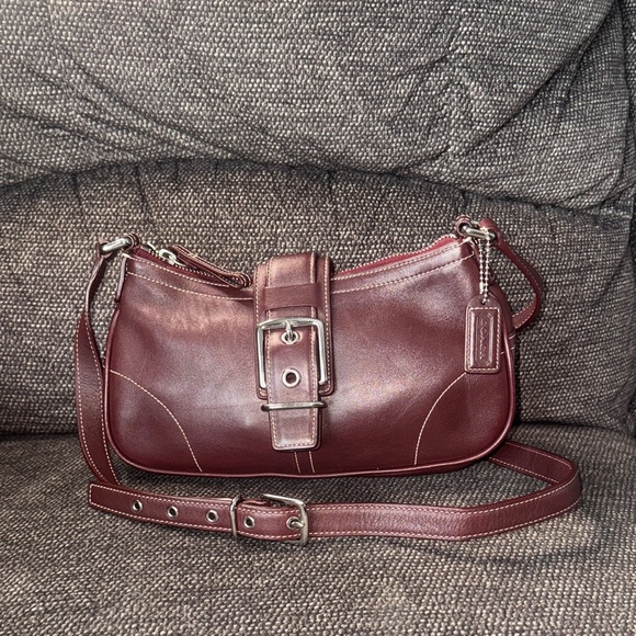 Coach Dark Red Leather Shoulder Bag - Picture 2 of 8